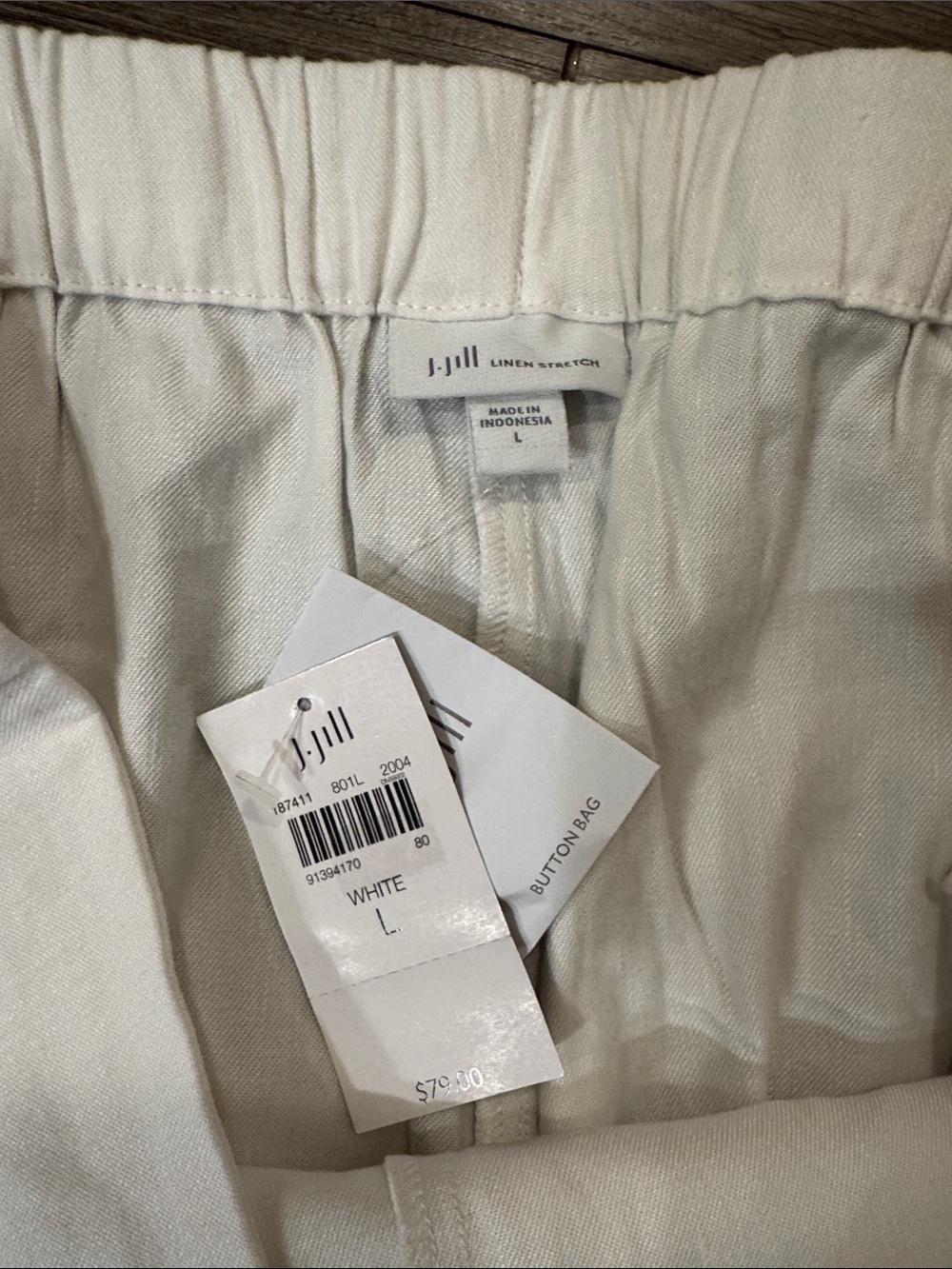 🆕 J. Jill Linen Stretch Pants with Button Hem and Elastic Waist. L. NWT!🔥 - Picture 3 of 5